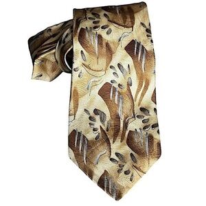 Vintage J. Garcia Pine and Rock Collection Fifteen Beige, Brown & Gray Silk Tie